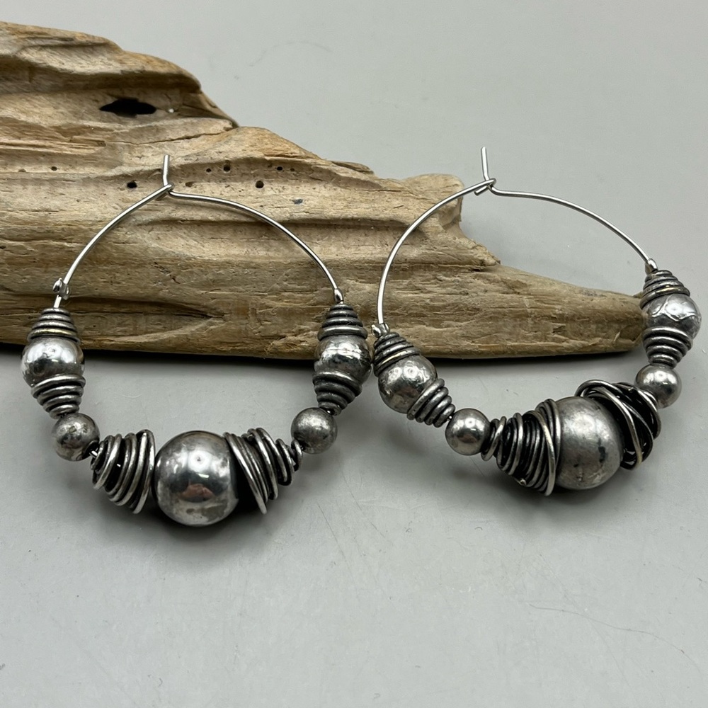 Elegant Silver Tone Large Hoop Earrings Vintage Style Statement Perfect Gift